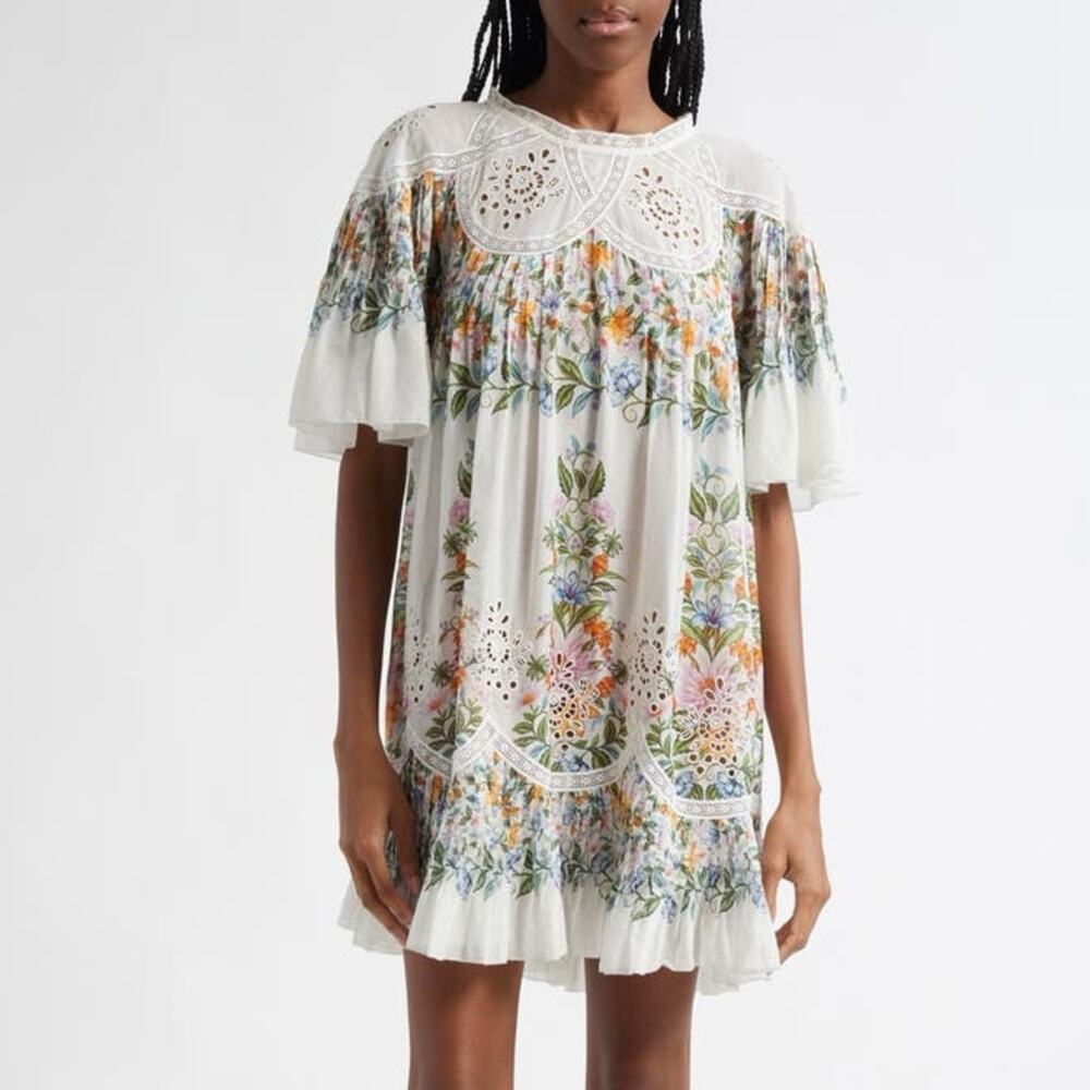 FARM Rio Sweet Bloom Cotton Eyelet Shift Dress